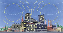 Atmospheric circulation between the city and its suburbs due to temperature difference