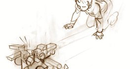 The tense spring makes the car move