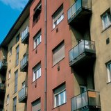 Gas heaters' exhaustion outlets on the wall