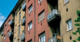 Gas heaters' exhaustion outlets on the wall