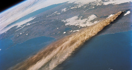 Satellite image of volcanic ash cloud