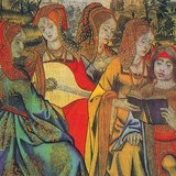 Мадригалски певци, изобразени на гоблен