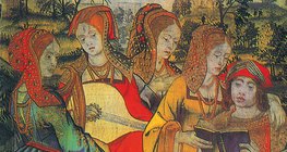 Madrigal singers on a tapestry