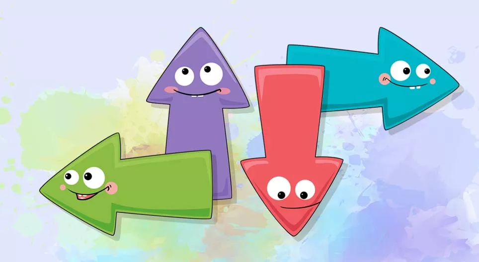 Which way is down, up, right and left?