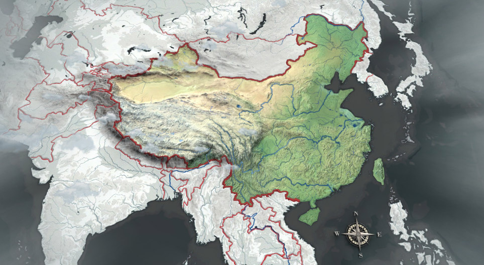 Relief map of China