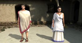 Ancient Athenian citizen with his wife
