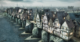 Medieval inhabited bridge (London Bridge, 16th century)