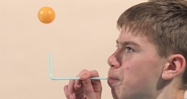 Floating a ping-pong ball with a straw